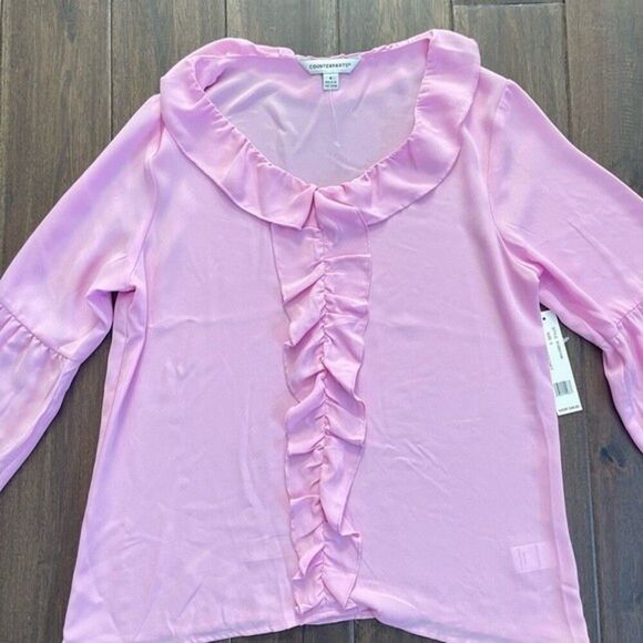 Counterparts Lilac Sheer Ruffle Long Sleeve Blouse S NWT - Picture 3 of 7